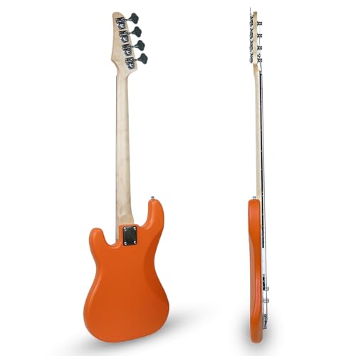 Image of Kadence PBHO Tennessee 46.5 inch Electric Bass Guitar (P-Style) | Solid Poplar Wood Body, Maple Neck | Split-Coil Pickup | Fixed Bridge | Gig Bag + Cable | Matte Orange