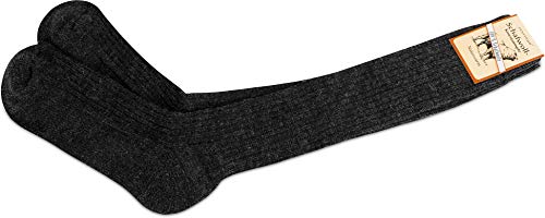 normani 3 Paar Kniestrümpfe aus 100% reiner Schafwolle, thermisch dämmende Schafwollsocken mit verstärkte Sohle Dunkelgrau 43-46