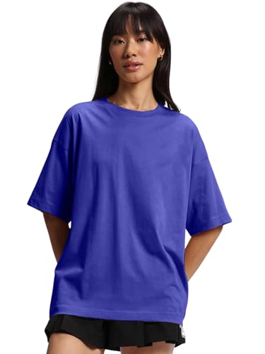 Image of JUNEBERRY 100% Pure Cotton Drop Shoulder Oversized Baggy Fit Half Sleeve Plain Solid Round Neck Multicolor T-Shirt Combo for Women & Girls (Pack of 3) (Sizes S-2XL)