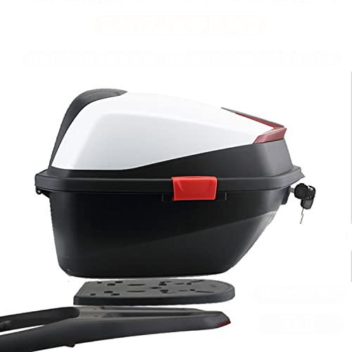 Wnanch Universal White Motorcycle Trunk Tail Box Luggage Case Top Rack 48L Motorcycle Luggage With Security Lock without tailstock