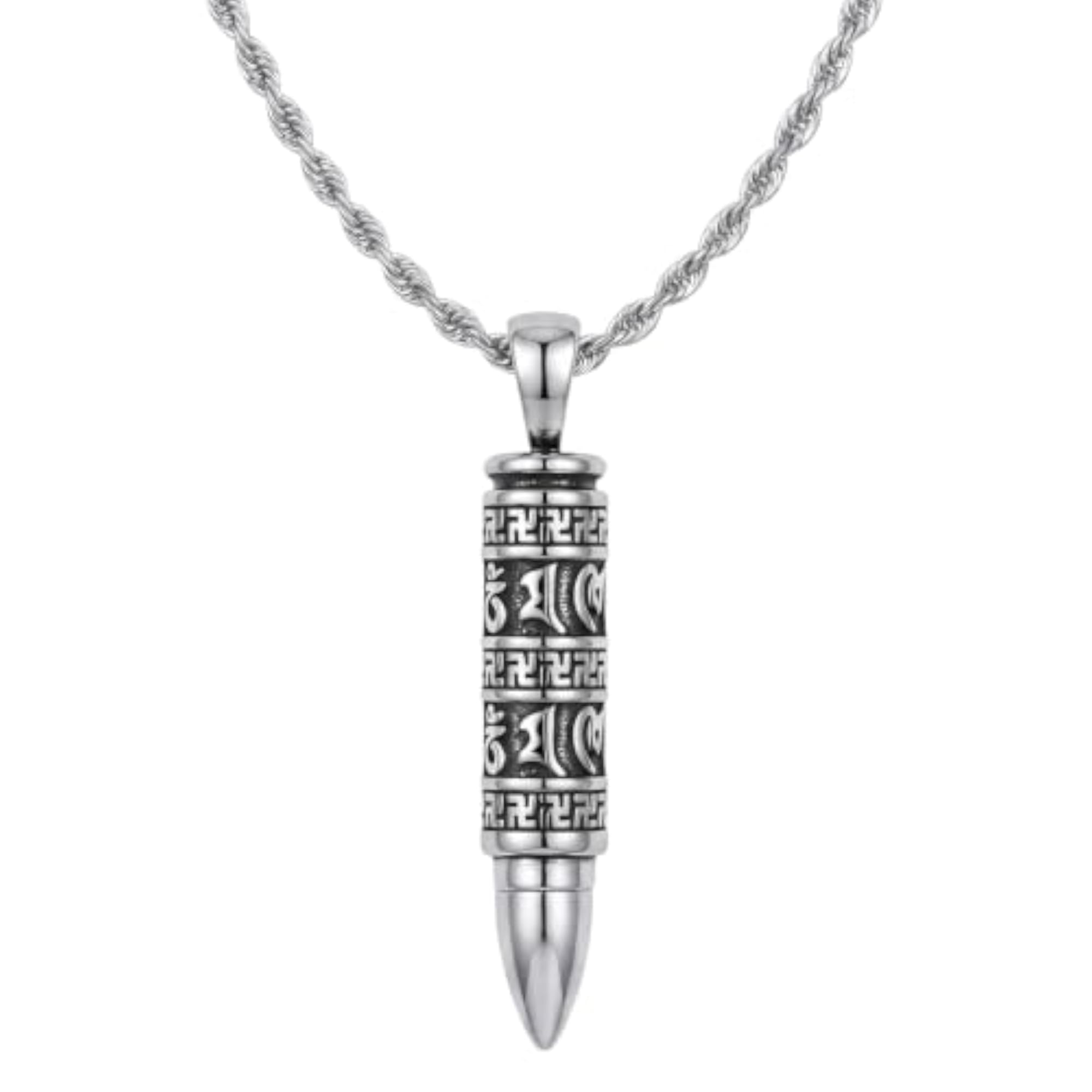 Men's Mantra Bullet Titanium Steel Pendant Necklace