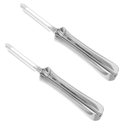 Kichvoe Pelador de Verduras de Cocina en Acero Inoxidable, 2 Unidades, Diseño Ergonómico en Forma, Pelador de Frutas y Patatas Resistente y Apto para Uso Diario en Hogar y Cocina