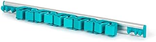 LIVIVO Wall Mounting Friction Grip and Adjustable Hook Rack for Kitchen Garden DIY Shed Storage Holder Organiser for Brush Broom Tools (Turquoise)