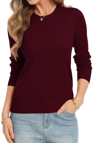 Image of QUALFORT Women's Sweaters Long Sleeve Soft Lightweight Basic Knitted Pullover Sweater