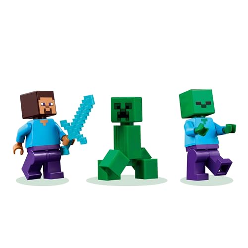 Minecraft Casa nella Giungla Esplosiva - Giocattolo Interattivo con Modello di Barca, Figure di Steve, Creeper e Zombie, Funzione TNT - Regalo per Gamer, Bambini e Bambine da 8 Anni in su - 21275 - Lego - Immagine 5