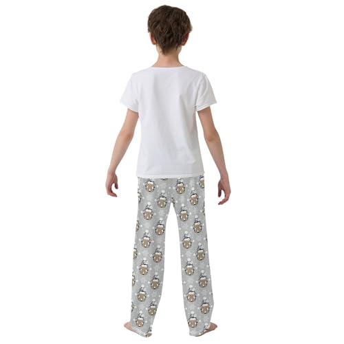 Lovely Penguin Snowflake Boys Long Pants Soft Trousers Elastic Waist Kids Lounge Bottoms with Pockets S-XL3