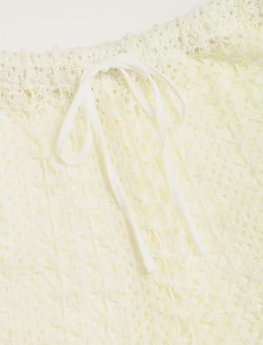 Image of ZAFUL Womens Beach Cover Up Pants Sexy Crochet Drawstring Elastic Boho Swimsuit Cover Up Long Pants Beach Wear