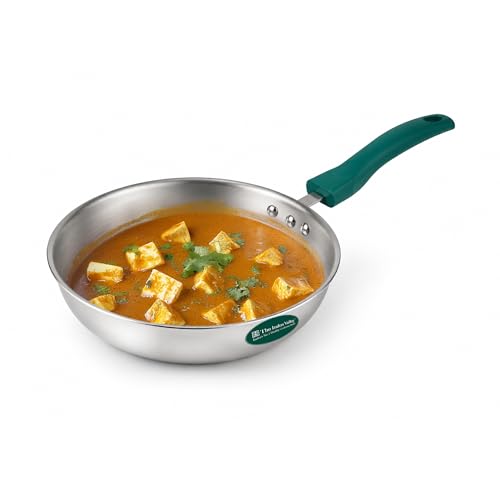Image of The Indus Valley Stainless Steel Impact Bonded Fry Pan 22cm / 1.7 litres | 3-Layer Thick Bottom | Induction-Friendly Cookware | Heat-Resistant Handle | Toxin-Free | No Chemical Coating