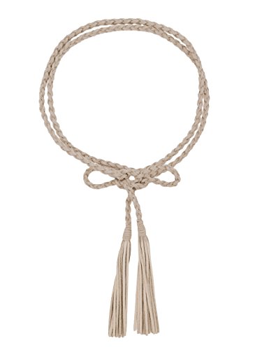 Teeyee Women Girls Waist String Fringe Belt/Rope/Chain Bohemian Tie Belts With Tassel (63Inch, Khaki) #TOP27