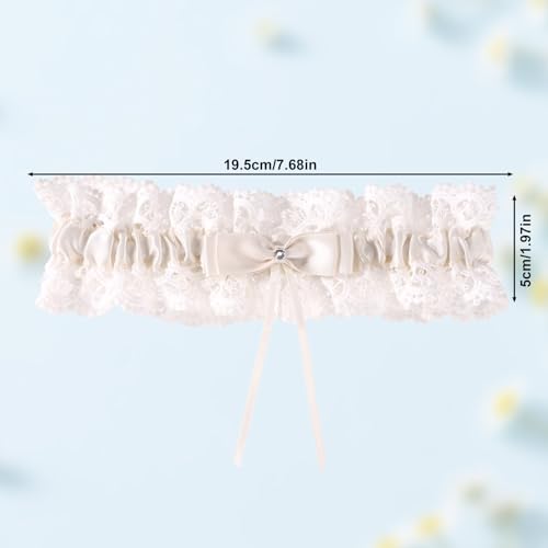 Image of Gosknor Bridal Wedding Garter, Lace Elastic Bow Leg Thigh Garter Belt Wedding Accessory for Women Girls Bride Shower Party