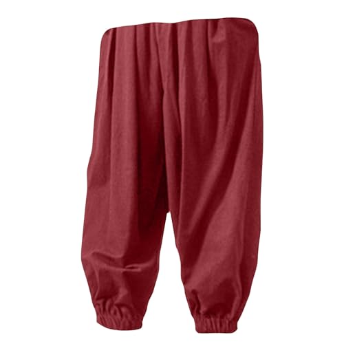 Mens Lightweight Pants Cotton Harem Pants Casual Loose Hippie Drop Crotch Trouserbaggy Hippie Casual Yoga Beach Trouserflowy Pants Mens Sweatpants with Pockets(Wine,x-Large)3