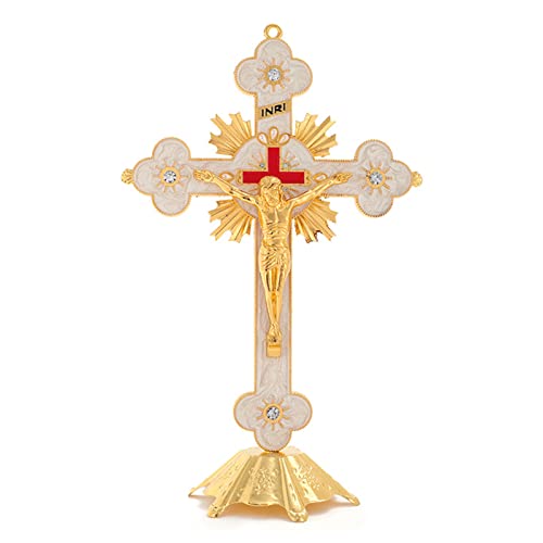 Statue en métal émaillé Jésus Crucifié un cadeau chrétien idéal