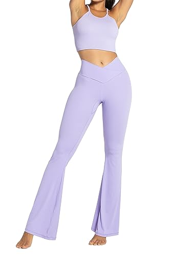 Image of Sunzel Flare Leggings, Crossover Yoga Pants with Tummy Control, High-Waisted and Wide Leg