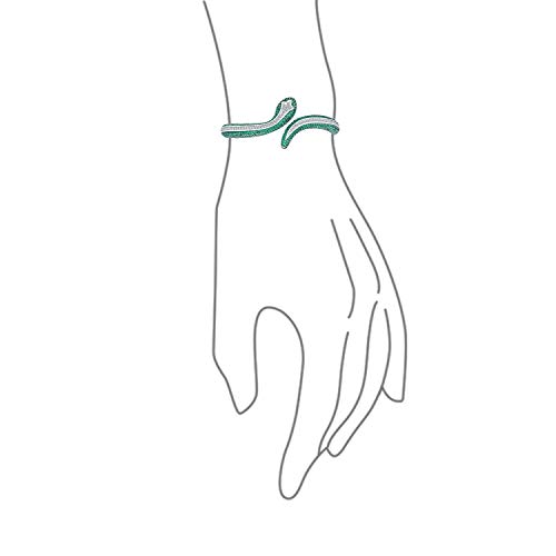 Black White Simulated Blue Sapphire or Emerald Egyptian Serpent Style Green Eye CZ Cubic Zirconia Bypass Wrapping Statement Snake Cuff Bangle Bracelet For Women 18K Yellow Gold & Silver Plated Brass3