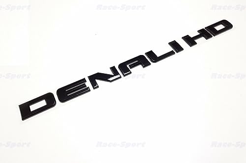 Image of 2X Denali HD Side Door Tailgate Letter Nameplate Emblem Badge 3D Replacement for Denali (Gloss Black)