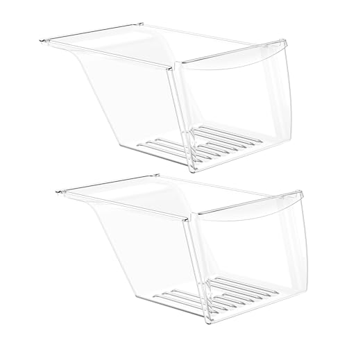 [2 Pack]Upgraded 240337103 Refrigerator Crisper Drawers Bins Suitable For Frigidaire Kenmore Refrigerator 240337103 Crisper Bin Drawer Replacement Drawer Parts AP2115741 240337100 240337102