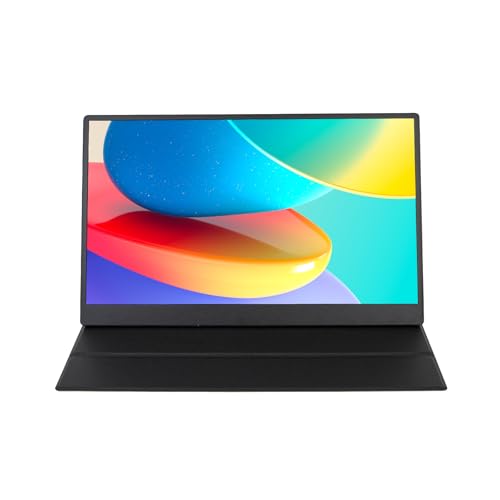 Image of Portable Monitor, 15.6 inch 1080P FHD IPS Travel Monitor w /Smart Cover & Speakers, HDMI USB C Plug & Play, Second External Monitor for Laptop /PC /Phone /Mac