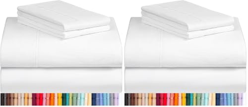 Image of LuxClub Queen Sheet Set, Bed Sheets Queen Size 4PC, Deep Pocket Cooling Bed Sheets, Soft Hotel Luxury Bedding for Mattress Wrinkle Free, Silky Fitted Sheet & Pillowcase Sets, White (Pack of 2)