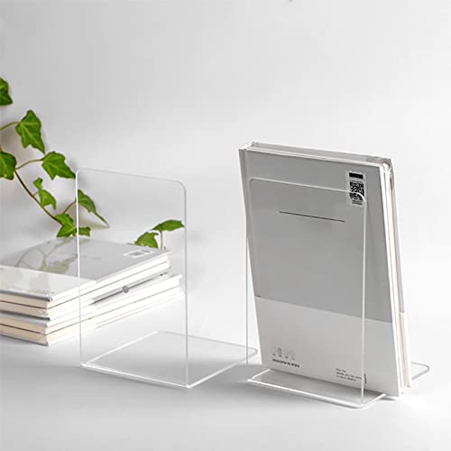 Image of Acrylic Book Ends 2 Pcs, Clear Bookends, Bookend Organizer for Shelves