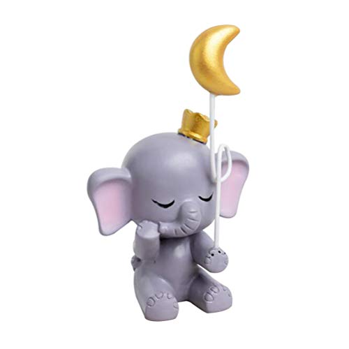 EXCEART Éléphant Chanceux Gâteau Toppers Résine Éléphant Statue Lune Mini Aniaml Figurine Gâteau Décoration pour Bébé Douche D' Anniversaire Approvisionnements De Fête Jaune