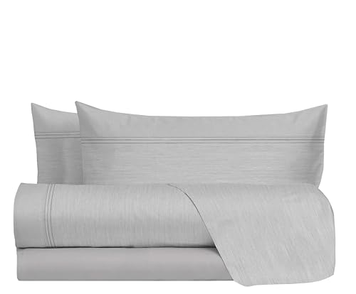 hermet Set Lenzuola Matrimoniali 100% Cotone, Completo Letto Matrimoniale, 2 Piazze Fantasia Effetto Tela, Lenzuolo da Sopra + Lenzuolo da Sotto + 2 Federe-image