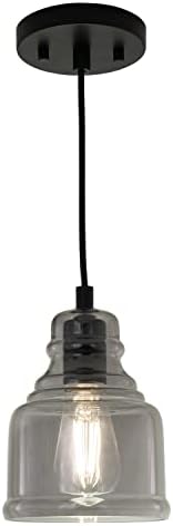 VAXCEL Millie Matte Black Mini Pendant Ceiling Light Smoke Gray Bell Glass