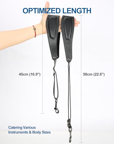 SGPRO Saxophone Neck Strap with Adjustable Length, Ergonomic Soft Pads & Design - Robust Soprano, Tenor, Alto Saxophone Strap with Metal Adjuster & Swivel Hook, Perfect Saxophone Accessories Gift