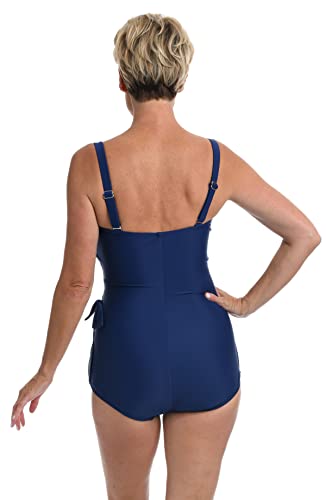 Maxine Of Hollywood Women's Standard Bandeau Sarong One Piece Swimsuit, Navy//Border Blooms, 16 #TOP1