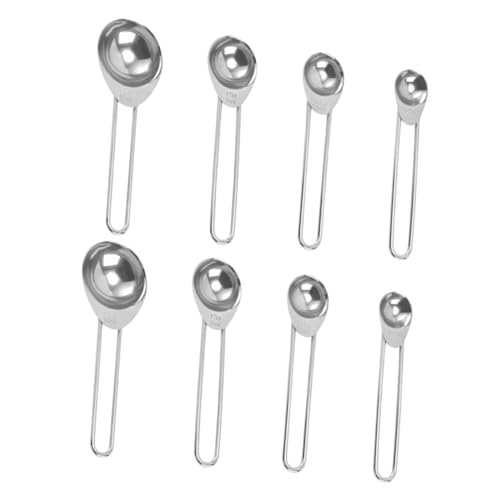 INOOMP 8 piezas Cucharas Medidoras de Cocina Acero Inoxidable para Hornear Ingredientes Secos y Líquidos con Marcas Grabadas Resistentes y Diseño Compacto Ahorra Espacio