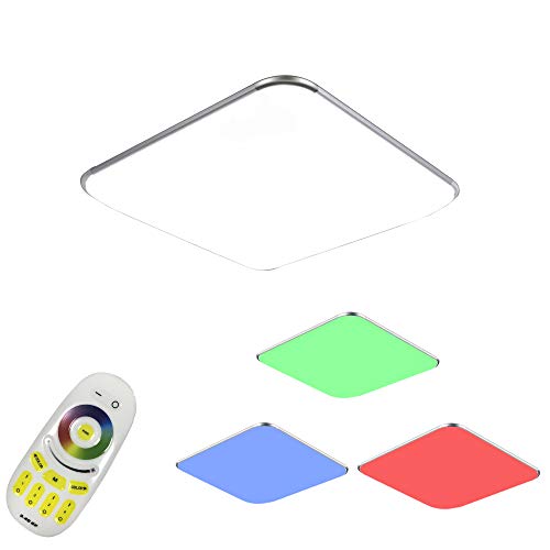 Preisvergleich Produktbild COOSNUG LED Deckenleuchte 24W RGB Dimmbar Deckenlampe Wohnzimmer Lampe Modern Deckenleuchten Kueche Badezimmer Flur Schlafzimmer (Silber Dimmbar 3000-6500K)