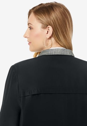 Jessica London Women's Plus Size Water Resistant Contrast Raincoat w/Detachable Hood4