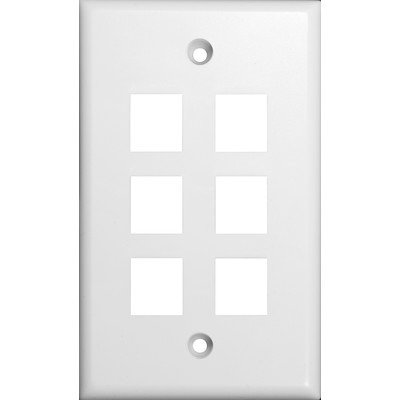 Morris 88170 DataComm Wall Plate for Keystone Jacks and Modular Inserts, 6 Ports, White