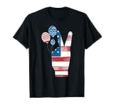 patriottico 4 luglio bandiera americana segno di pace mano maglietta