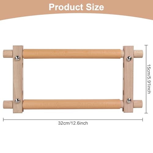 Image of Embroidery Tapestry Scroll Frame, Mini Cross Stitch Frame, Scroll Embroidery&Quilting Holder for Cross Stitch, Needlepoint, and Sewing Projects (12.6inch*9inch)