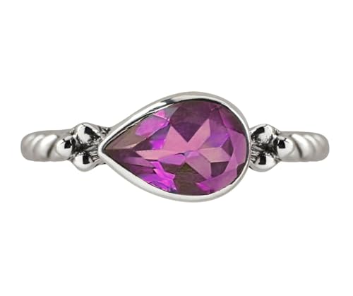 Ambica New York Teardop Shaped Ring, 925 Sterling Silver Ring, Twisted Rope Band Ring, Birthstone Ring2