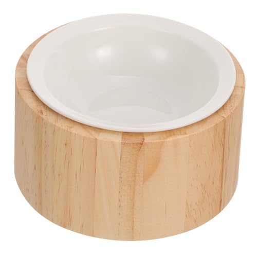KALLORY 猫用セラミック食器 木製スタンド付き 高さ可能なペット用エレベーテッドボウル 首や関節の負担軽減 消化促進 子猫にも適した耐久