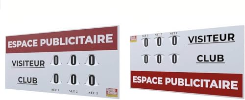 Tableau de score tennis 120 x 60 cm grand modèle en PVC pour les clubs