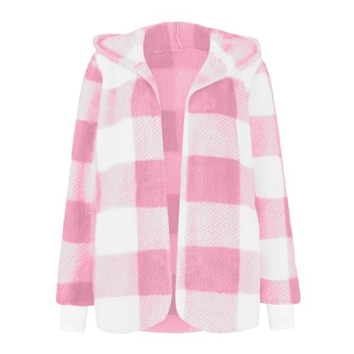 Womens Winter Coats Fuzzy Cute Warm Winter Comfy Plush Women's Coats Hooded Windbreaker Fleece Open Front Oversized Cardigan3