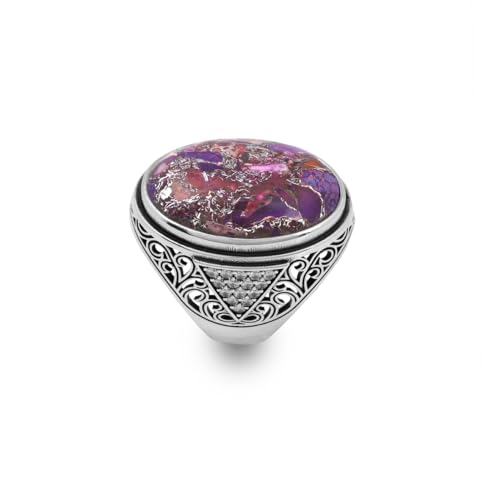 Bague turquoise pour homme en argent sterling massif et micro saphirs