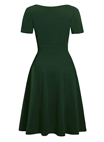 Image of Women's Elegant Vintage Dresses Knee Length Casual Floral Print Work Party Peter Pan Collar A-Line Dress with Pockets 978