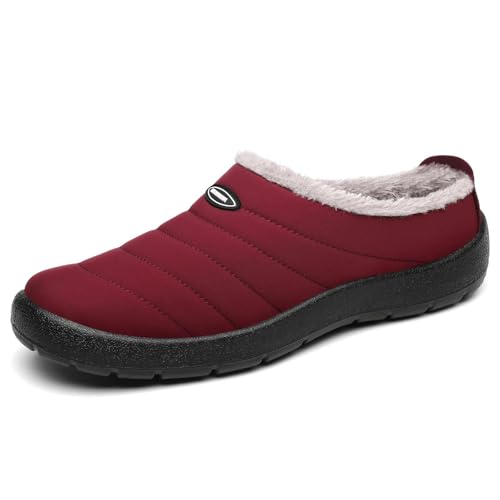Mishansha Zapatillas de Estar por Casa Invierno Hombre Mujer Cálido Forro Pantuflas, Rojo 38