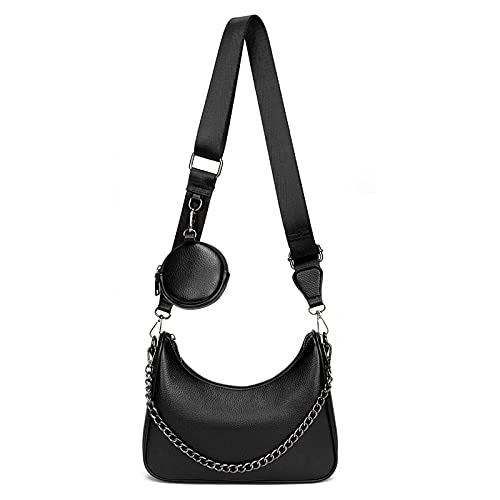 myfriday Schultertasche für Damen Hobo Crossbody Bag Umhängetasche PU-Leder Handtasche mit Kleine Münzgeldbörse 2 Schultergurte