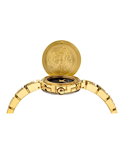Versace Medusa Secret Collection Luxury Womens Watch Timepieces with a Gold Bracelet and Case Featuring a Black Dial4