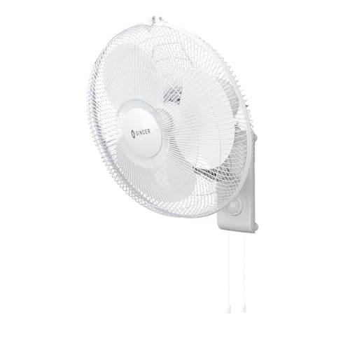 Image of SINGER Brissa 21 Energy Efficient Wall Fan | 60W Power | 100% Copper Motor | 75 CMM Air Delivery | 1330 RPM | Silent Operation | Adjustable Height | 2 Years Warranty | ISI Certified