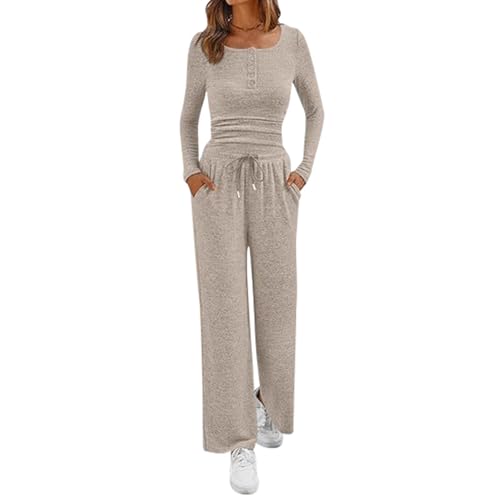 Vhersily Y2K - Chándal para mujer, de dos piezas de manga larga y pantalones de pierna ancha Y2K Streetwear conjuntos deportivos para gimnasia, chándales de casa, yoga, outwear suave, cómodos para