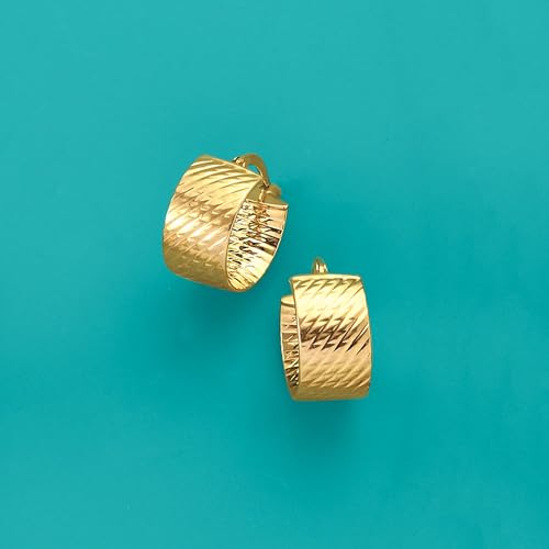 Ross-Simons Italian 14kt Yellow Gold Textured Huggie Hoop Earrings4