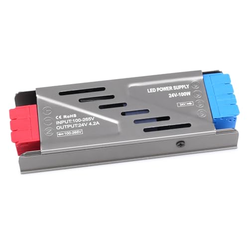 Image of LED Driver 100 Watts Power Supply 100V-265V AC to 24V DC Converter,Quiet and Small Transformer Low Voltage Output for Strip Light,Lamp