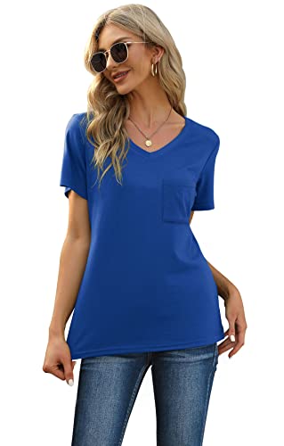 Image of RUBZOOF Women's Short Sleeve Pajama Sets with Pockets Casual V Neck 2 Piece Lounge Sets S-3XL
