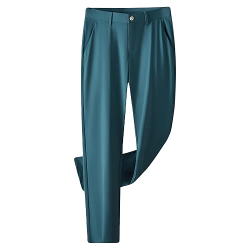 Mens Oversize Relaxed Stretch Dress Pants Casual Flat Front Wrinkle Resistant Slacks Comfy Business Suit Pants for Men