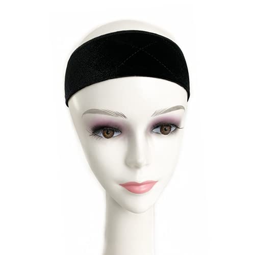 Lenaqueen Velvet Wig Grip Band Adjustable No Slip Wig Grip Headbands for Women Keep Wigs in Place Grip Wig Bands (Black)